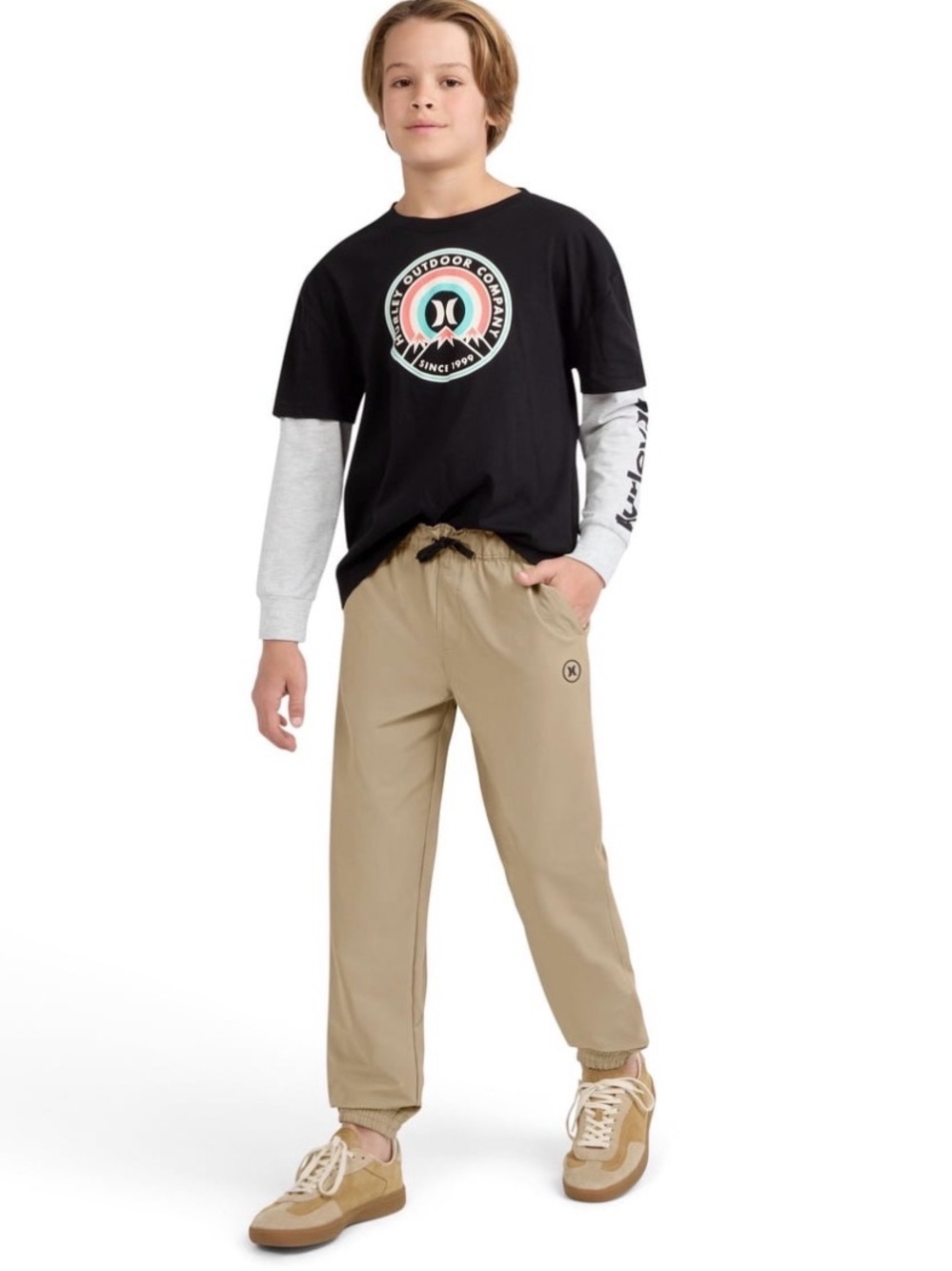 Hurley Tan Jogger Pants with Black Accents